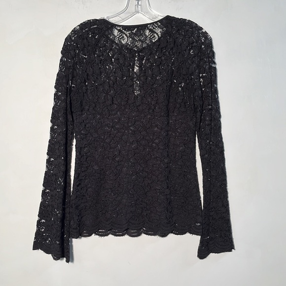 DIANE VON FURSTENBERG Gadie Dark Romance Black Lace Keyhole Party Blouse SZ 4 - Picture 5 of 16